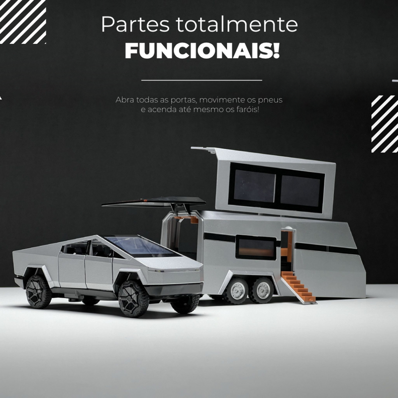 JettaMini's™ - Miniatura Tesla CyberTruck 1:32 + Trailer de Brinde