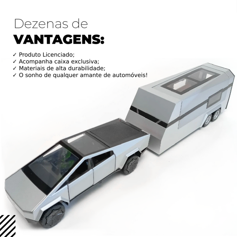 JettaMini's™ - Miniatura Tesla CyberTruck 1:32 + Trailer de Brinde