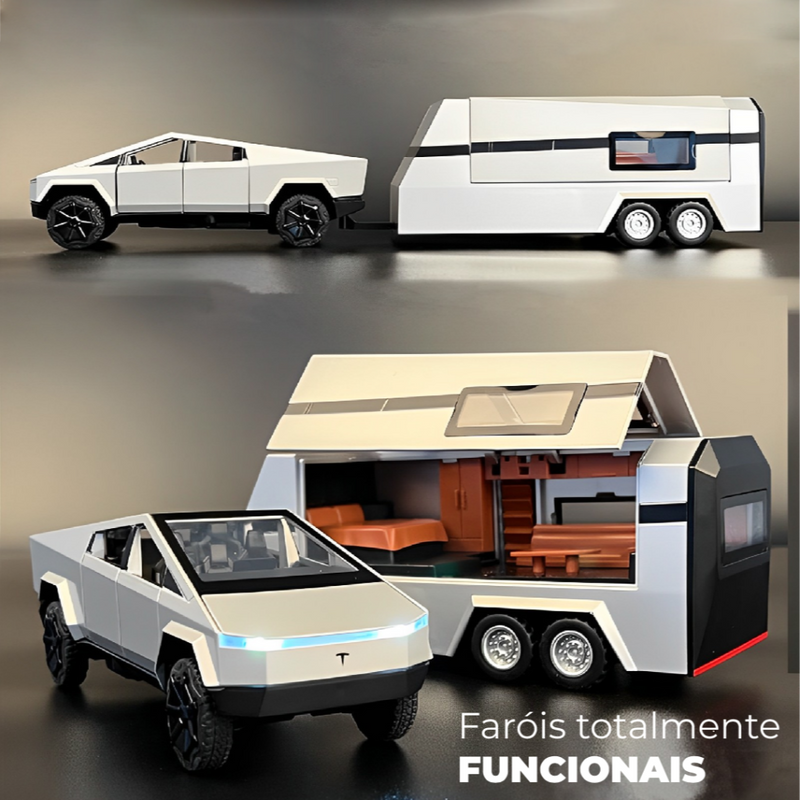 JettaMini's™ - Miniatura Tesla CyberTruck 1:32 + Trailer de Brinde