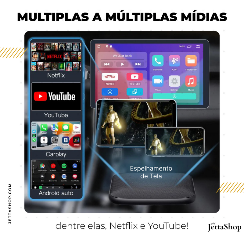 Adaptador Sem fio CarPlay/Android Auto para Multimídia - DriveJetta Pro™ - [PROMOÇÃO LIMITADA]