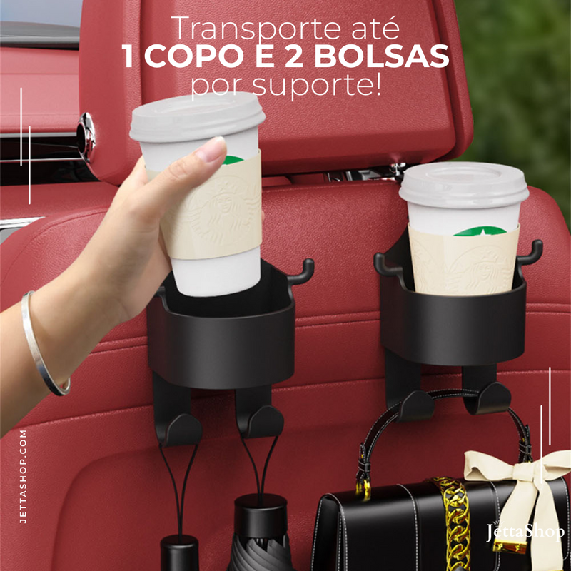 Suporte de Bolsas e Sacolas com Porta Copo para Carros - Suspenser Bag Jetta 3.0™