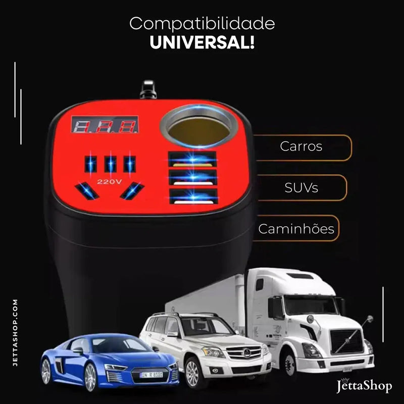 Inversor de Potência para Acendedor de Cigarro Automotivo Multiuso - Jetta CupCharge™ [PROMOÇÃO LIMITADA]