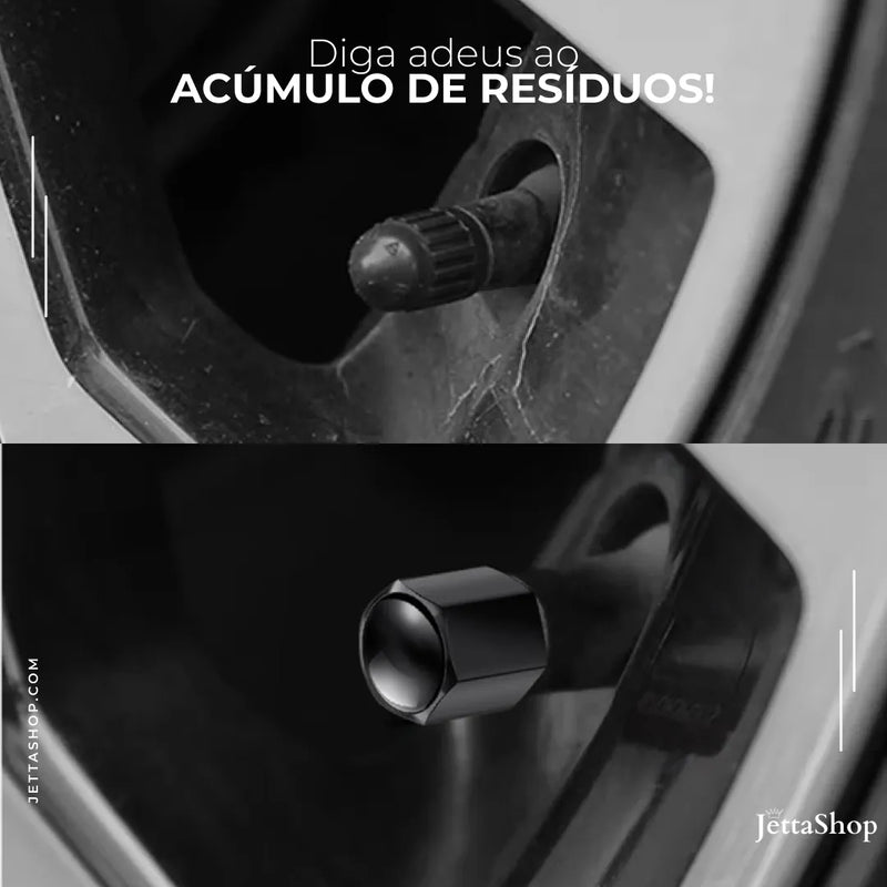 (COMPRE 1 LEVE 4) Kit de Tampas Metálicas para Bico de Pneus Personalizadas - Jetta MetalCap™