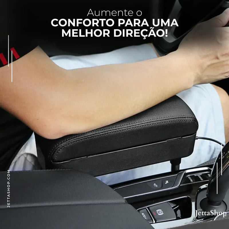 ArmJetta™ - Apoio de Braço Em Couro Ajustável com Porta Objetos Automotivo [ÚLTIMAS UNIDADES]