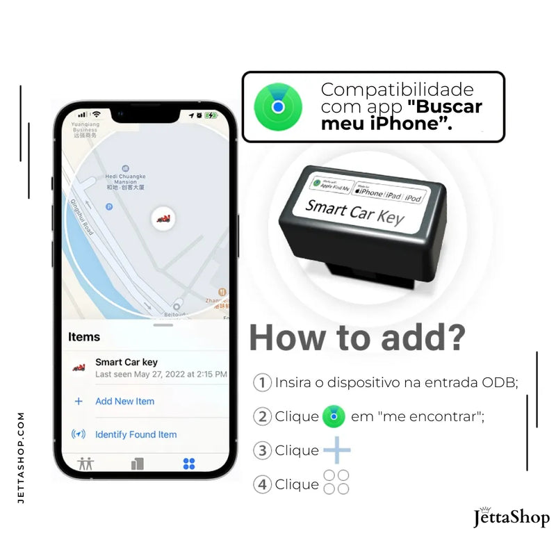 Rastreador GPS Automotivo para iPhone - FindJetta™ (PROMOÇÃO LIMITADA ATÉ HOJE 23:59)