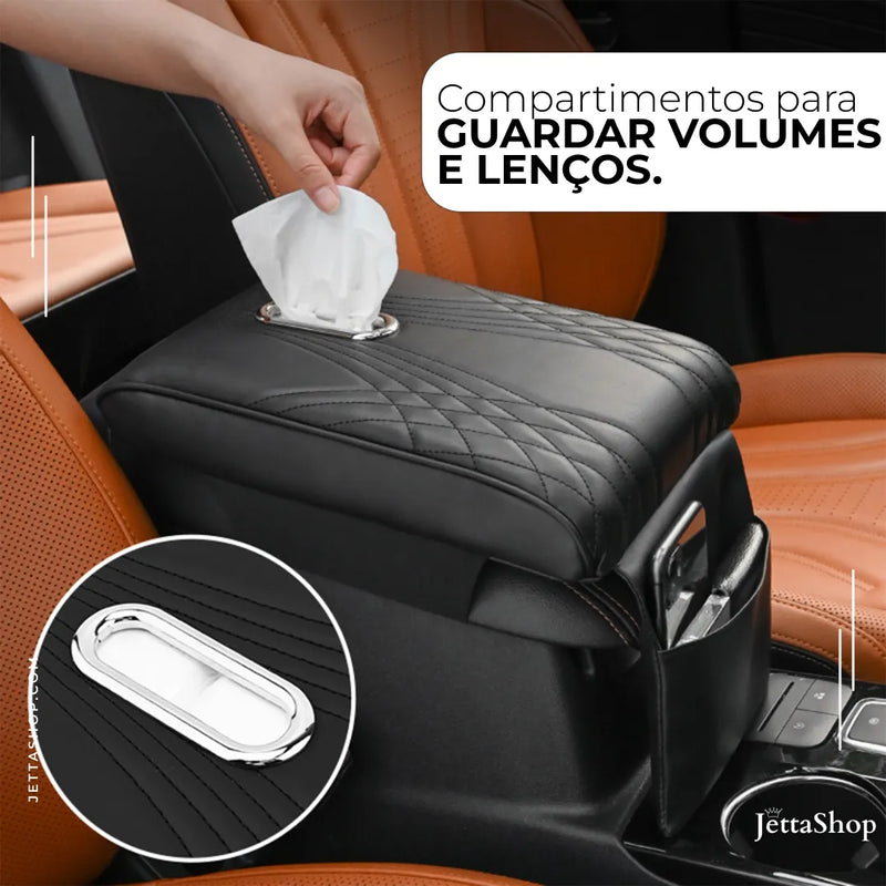 Jetta CleanComfort™ - Apoio de Braço Em Couro com Porta Lenço Automotivo [PROMOÇÃO LIMITADA]