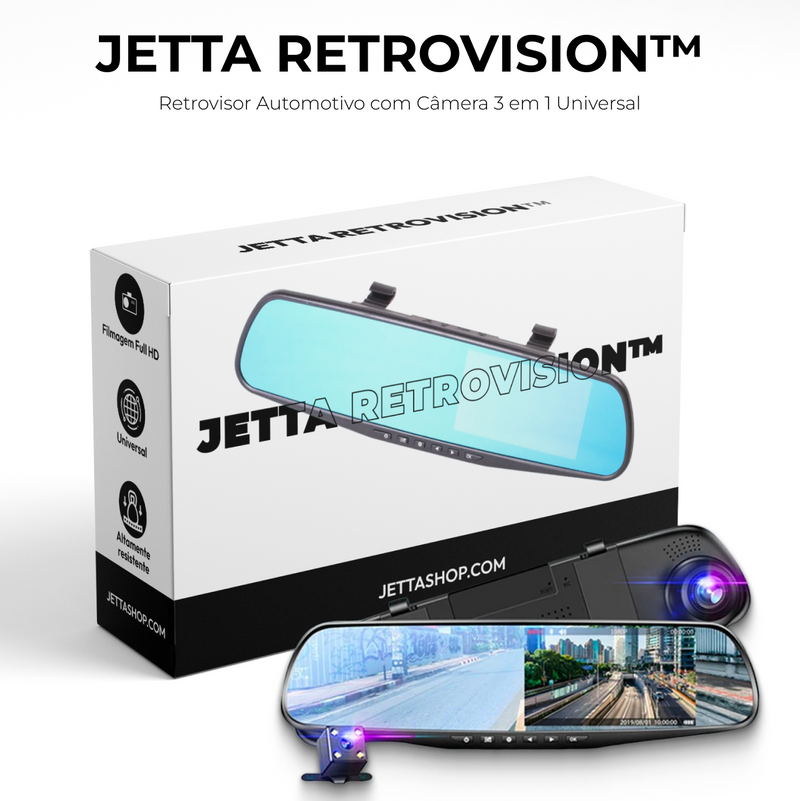 Retrovisor Automotivo com Câmera 3 em 1 Universal - Jetta RetroVision™ [OFERTA LIMITADA]