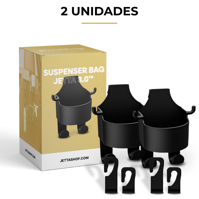 Suporte de Bolsas e Sacolas com Porta Copo para Carros - Suspenser Bag Jetta 3.0™