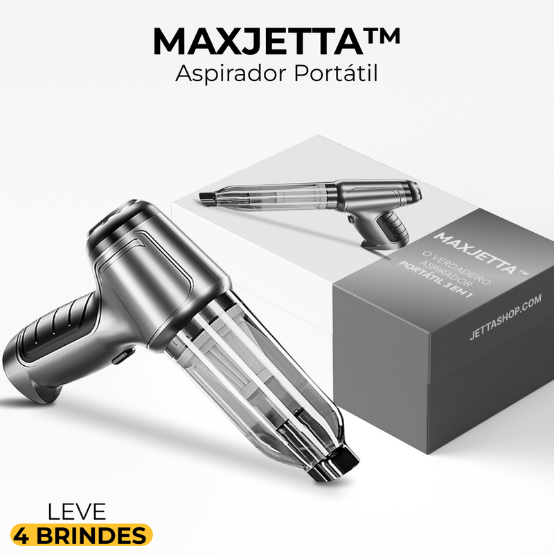 Aspirador Portátil MaxJetta™️ + 4 ACESSÓRIOS EXCLUSIVOS (BRINDE EXCLUSIVO + FRETE GRÁTIS ATÉ 23:59)