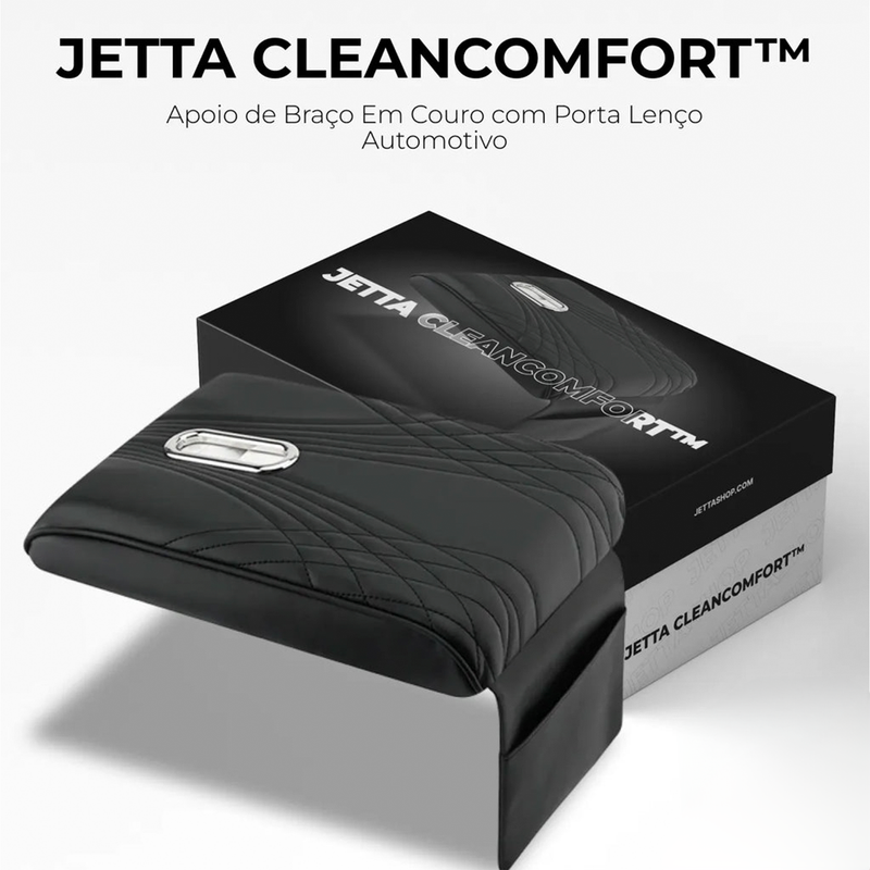 Jetta CleanComfort™ - Apoio de Braço Em Couro com Porta Lenço Automotivo [PROMOÇÃO LIMITADA]