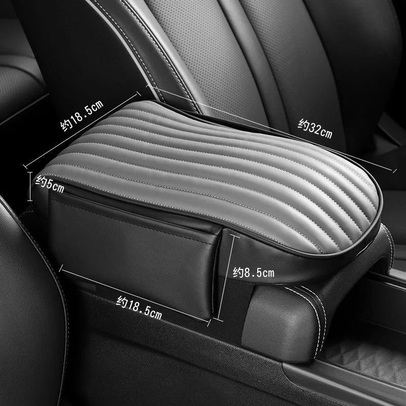 Jetta LuxComfort™ - Apoio de Braço Em Couro com Bolsos Laterais Automotivo [ESQUENTA BLACK]