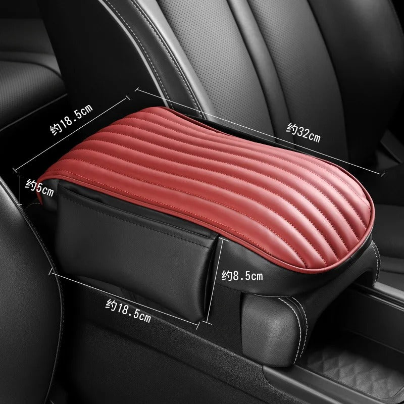 Jetta LuxComfort™ - Apoio de Braço Em Couro com Bolsos Laterais Automotivo [ESQUENTA BLACK]